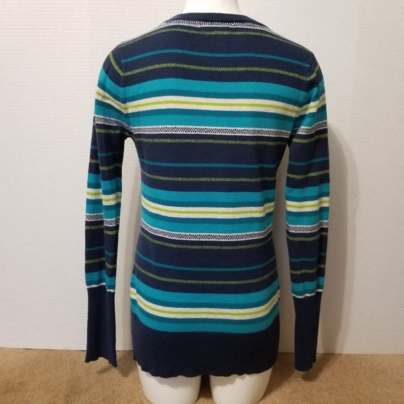 Aeropostale cardigan Large striped v-neck knit button front sweater layering - Picture 3 of 7